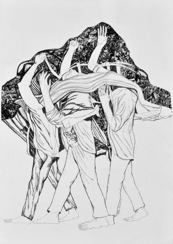 Vikrant Bhise Sanitary Workers II (04), 2023 Ink pen on paper and collage 29.7 x 21.1 cm 11 3/4 x 8 1/4 in