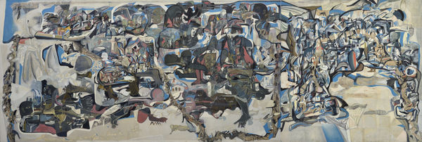 Vikrant Bhise Memory, Resistance, and Consciousness, 2023 Mixed-media on canvas 152.4 x 457.2 cm 60 x 180 in