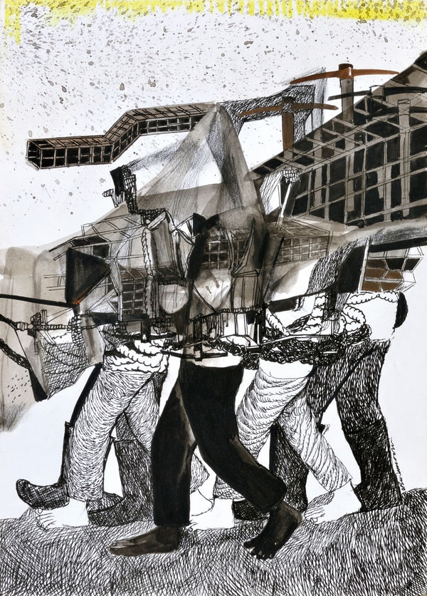 Vikrant Bhise Constitution, Labour, and Democracy II, 2022 Watercolour and ink on paper 29.7 x 21.1 cm 11 3/4 x 8 1/4 in