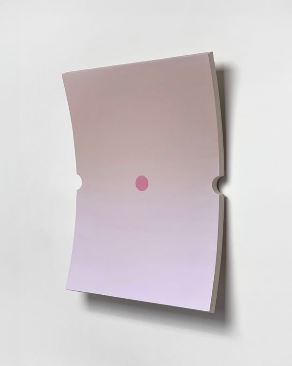 Alejandro Javaloyas, Light Magenta Circle Against Blush-Violet Gradient Background