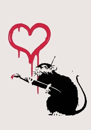 Banksy, Love Rat (Signed), 2004