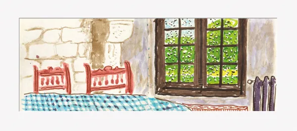 David Hockney, Two Chairs and Rain on Window, 2021