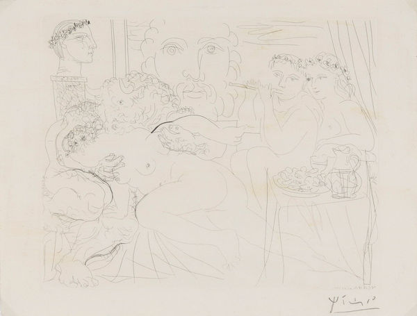 Pablo Picasso, Autoportrait sous trois formes: Pientre Couronne, Sculpteur en buste et Minotaur amoureux, 1933