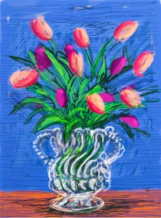 "David Hockney Untitled, 346 Tulips iPad Drawing Print For Sale "