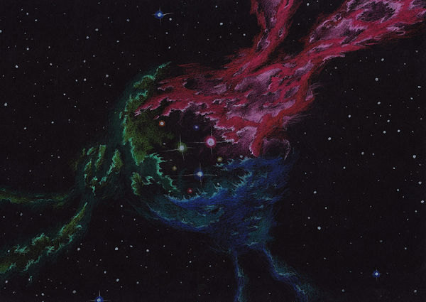 Ростан Тавасиев Sketch for the Planetary Nebulas series | Эскиз туманности к проекту «Планетарные туманности», 2020 Watercolor pencils on paper | Бумага, цветные акварельные карандаши 21 х 30 cm