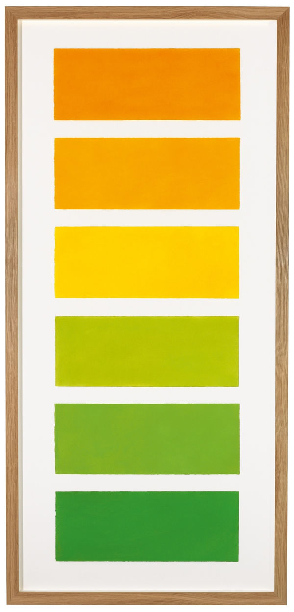 David Nash Oak Leaves Through May, 2016 pastel on paper in oak frame 168 x 80 x 6 cm, framed