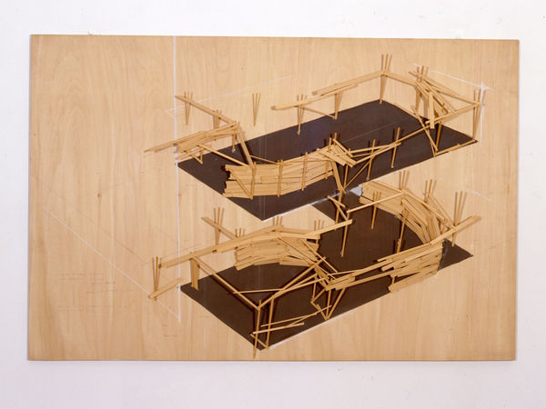 Tadashi Kawamata Plan for Annely Juda Fine Art No. 1, 1990 plywood, balsa, acrylic colour, glue, pencil 81 x 122 x 7 cm 31.9 x 48 x 2.8 in