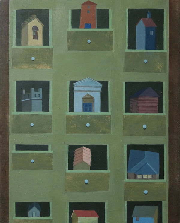 Nina Silverberg Drawers II, 2024 oil on wood panel 25.3 x 20.5 x 2 cm