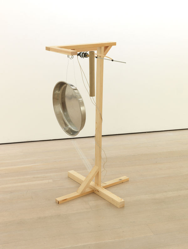 Rie Nakajima Air Recycle (Plate and Tube), 2024 Wood, metal, wire, cardboard & electric motor 101.5 x 50 x 33 cm