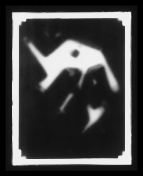 Philipp Goldbach Lucio Fontana, Concetto spaziale (56-P.3), 1956, Centre Pompidou, Paris (Inv.-No. AM 1977-215), 2022 B&W photogram on baryta paper, 5 unique exposures 109 x 87 cm 116.5 x 94.5 cm framed