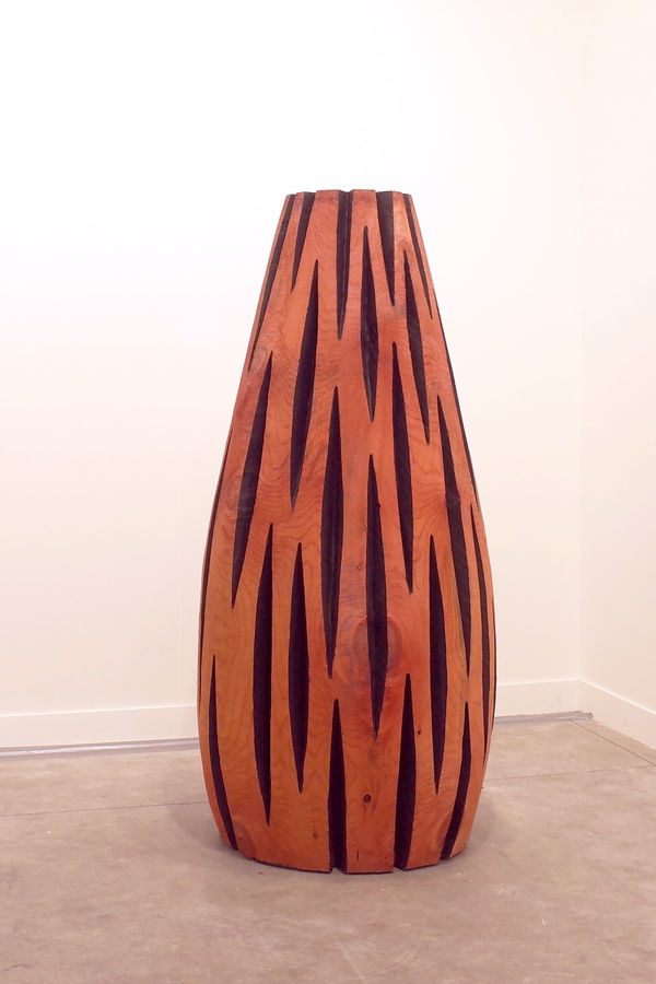 David Nash Red and Black Egg, 2021 Redwood, part charred 155 x 69 x 75 cm