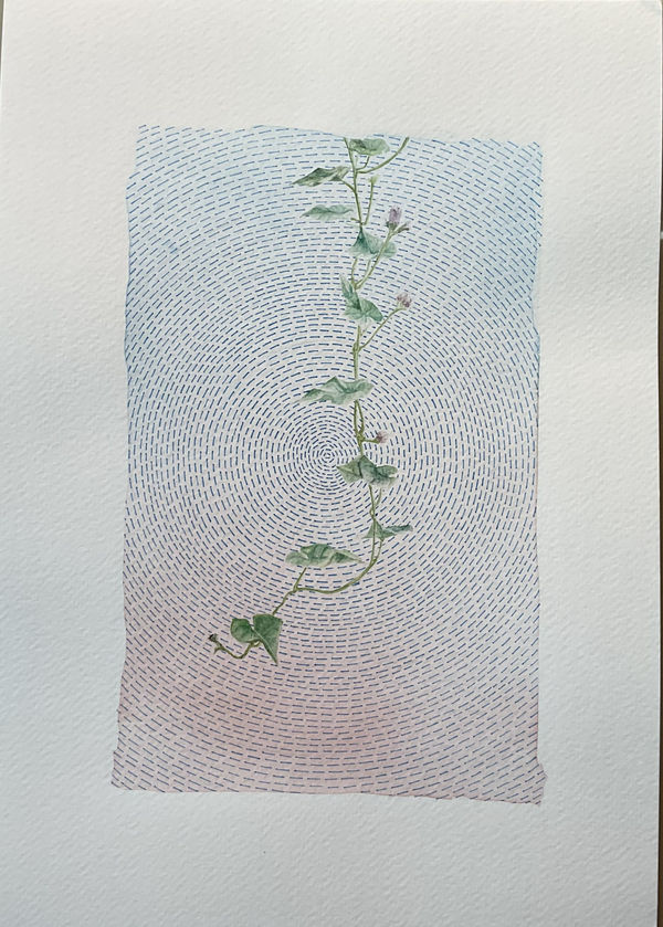 Laishram Membi Devi Whispers of Universe-I Watercolor and pen on paper 11.7 x 8.3"