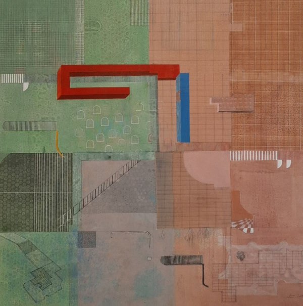 Ritu Aggarwal Give Me Shelter - II Mix Media on canvas 36" x 36"