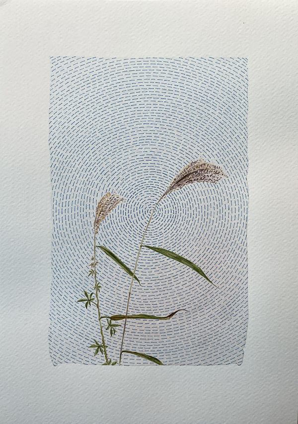 Laishram Membi Devi Whispers of Universe-I Watercolor and pen on paper 11.7 x 8.3"