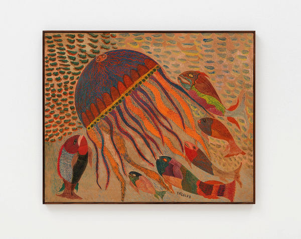 Chico da Silva (Francisco Domingos da Silva), Sem título (Água viva e piranhas) [Untitled (Jellyfish and piranhas)], final da década de 1950 [late 1950s]