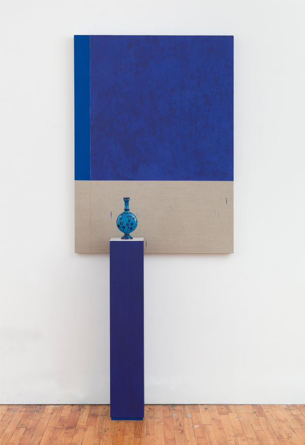 Kamrooz Aram Composition with lapis lazuli, cobalt and ceramic bottle, 2021