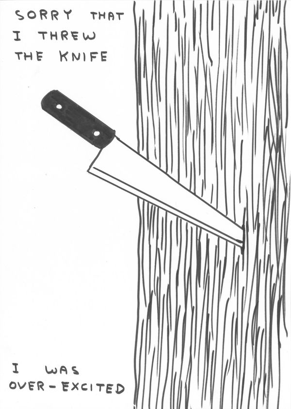 David Shrigley Untitled (Sorry I Threw That Knife), 2019