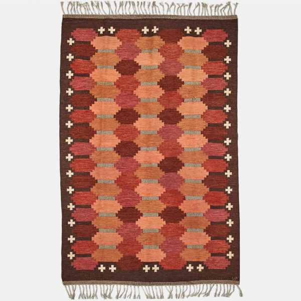 Ulla Parkdahl, Geometric décor in reddish brown tones, 1960's