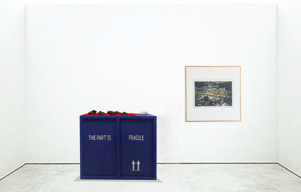 Memorial of 7543207,100.4948230 in 1943 & Black bricks on blue crate