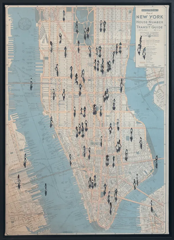 Eline de Jonge, Shadows on Vintage NY streetmap