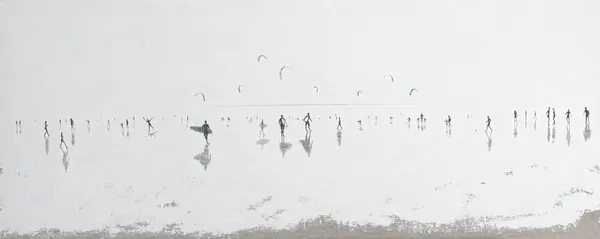 Eline de Jonge, Shadows on Sand - Panorama II Kites, 2025