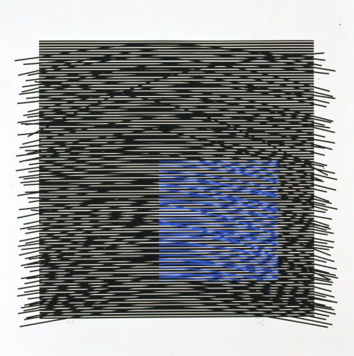 Jésus-Rafael Soto (1923-2005), Carré virtuel bleu à droite , 1979
