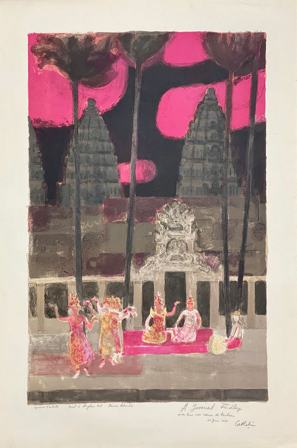 Bernard CATHELIN, Nuit a Angkor - Wat, danse klmere, 1968