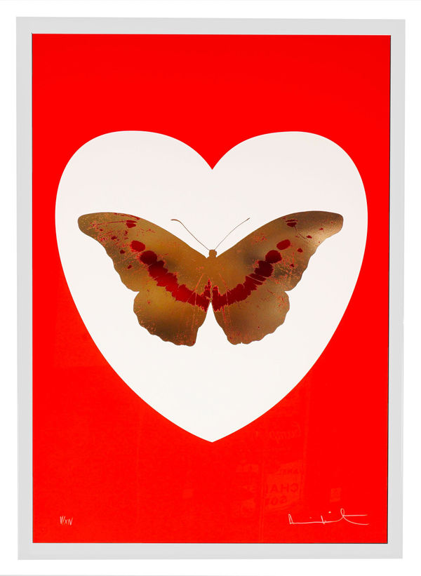 Damien Hirst, 'I Love You' Red/Gold Butterfly , 2015