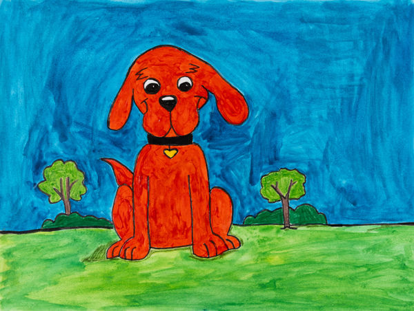 Jack O'Sullivan, Clifford Big Red Dog Sitting in the Park , 2023
