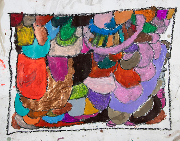 Marcus Imani Kennedy, Square Box without Line Shapes and Rainbow Stripes, 2021