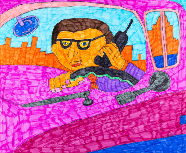 Christina Zion, Man in a Car Talking on the Phone While Driving, 2022