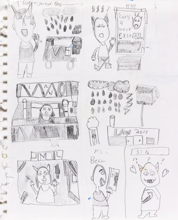 Mike Marino, Untitled Sketchbook Page (Super Wolf Boy), n.d.