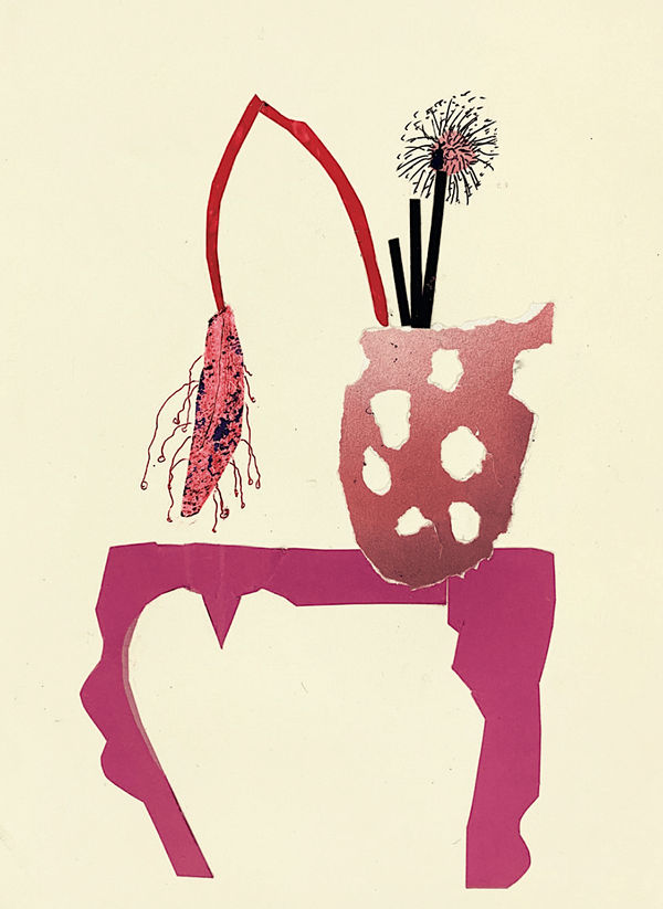 fleurs dans un vase peinture alida everts collage de fleurs dessin de fleurs artiste néerlandais design d'intérieur Galerie Art Yi Galerie d'art de Bruxelles