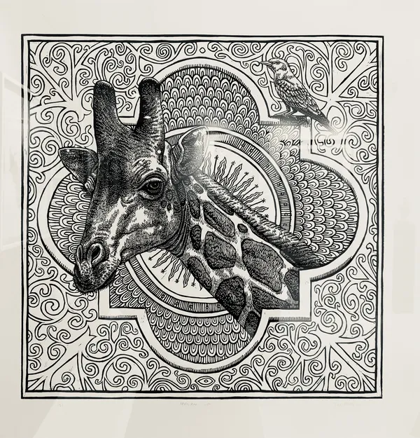 John Moore, Giraffe and Roller - Icon Series, 2026