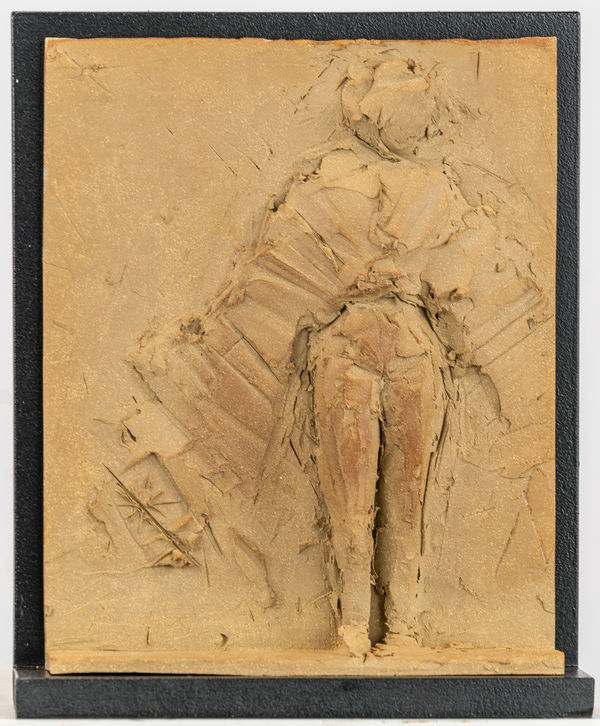 Figurative ceramic relief in 9 Greek Muses series by sculptor Emilio DiIorio