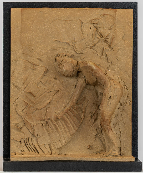 Figurative ceramic relief in 9 Greek Muses series by sculptor Emilio DiIorio