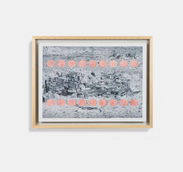 Daniah Alsaleh Tayma 1, 2025 Watercolour, Carnelian powder, transfer 50 x 70 cm