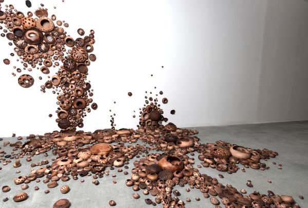 Zahrah Alghamdi Mycelium Running, 2018 Leather Site specific Installation