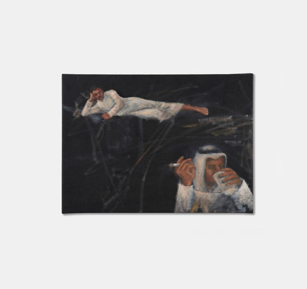 Lulua Alyahya Smoke Break, 2024 Oil on canvas 34 x 47 x 3 cm