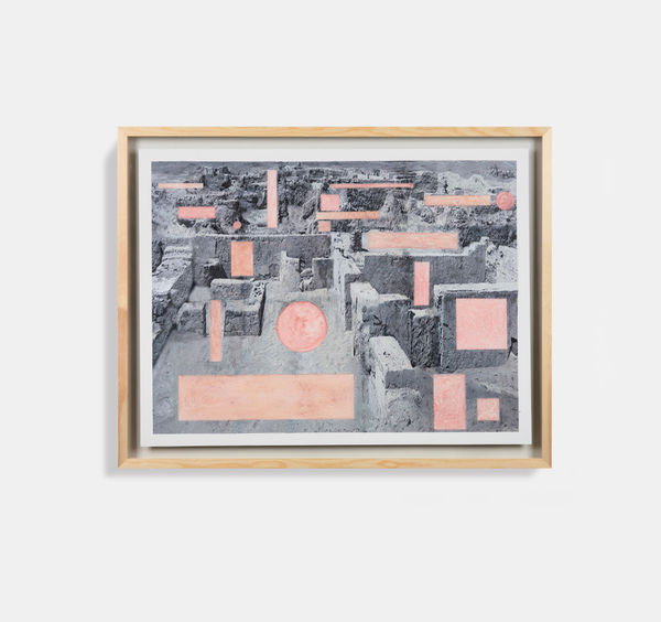 Daniah Alsaleh Qurah, 2025 Watercolour, Carnelian powder, transfer 57 x 76