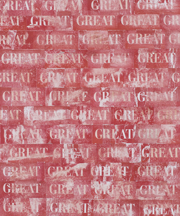 William Greiner Great , 2018 paper collage and paint on panel 36" x 30"