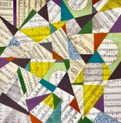 Christa Stephens Counterpoint 1, 2024 collage & mixed media on cradled panel (White Frame) 17 1/2 x 17 1/2 in 44.5 x 44.5 cm