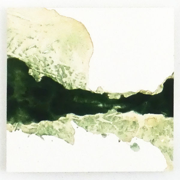 Karrie Hovey Melt Moss Green Liquid Paint with Water and Paint Residue on Silk 24 x 24
