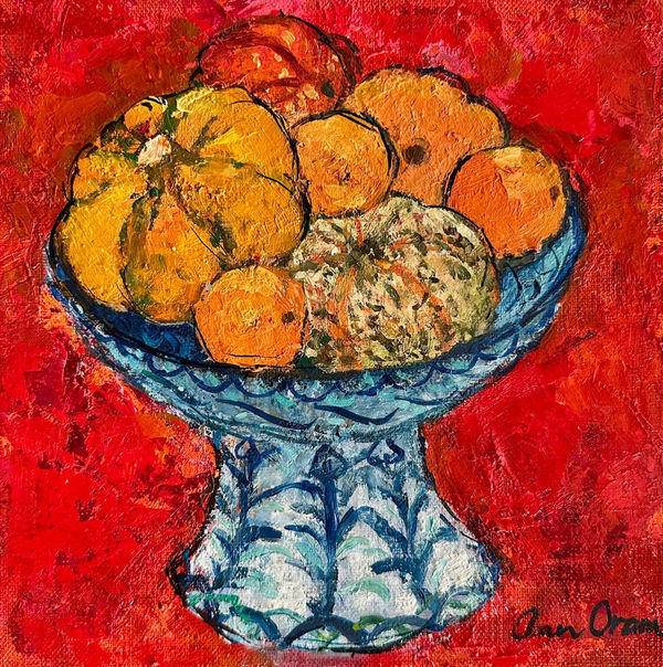 Ann Oram, Andalusian Compotier with Autumn Fruit