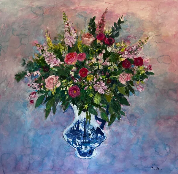 Ann Oram - An Armful of Pink Flowers (from the garden)