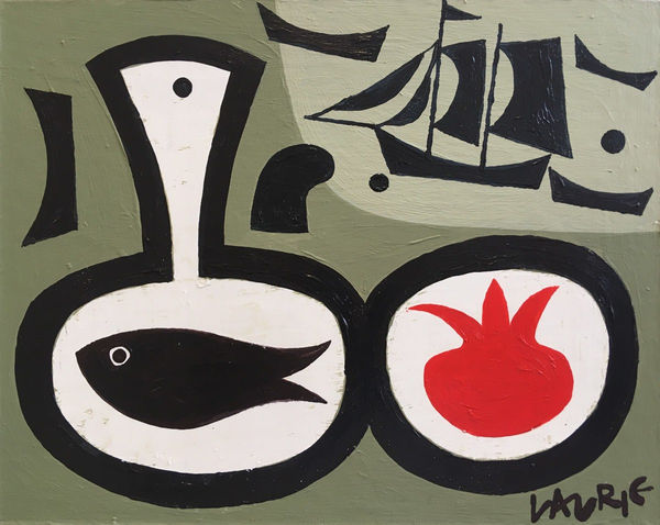 Simon Laurie, Black Fish, Fruit and Boat