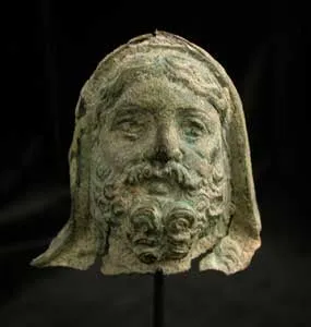 Roman Period Bronze Head of a Bearded Deity