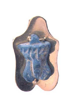 Faience Phallic Amulet in a Gold Pendant