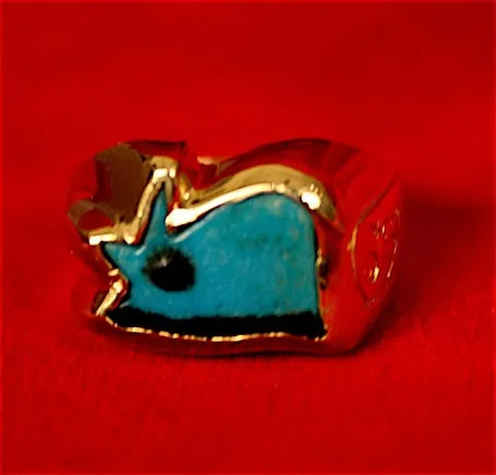 Gold Ring with Faience Eye of Horus Amulet