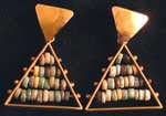 Egyptian Faience Beads Set In 18k Gold Earrings